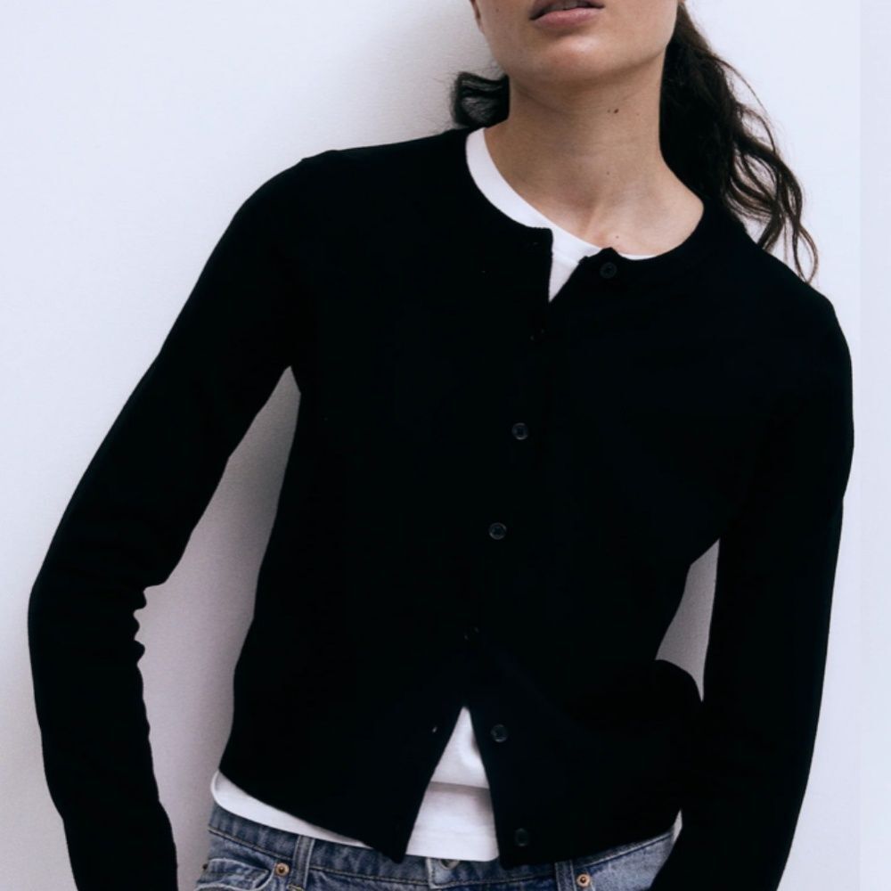 Black Fine Knit Cardigan, Size XS, Soft Viscose Blend, H&M - Picture 2 of 3